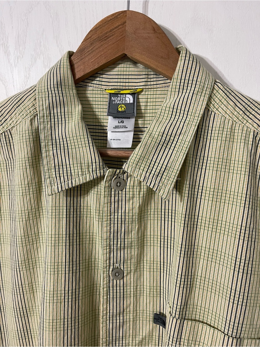 Vintage 90s/00s The North Face A5 Series Light Green Striped Button-Down Shirt